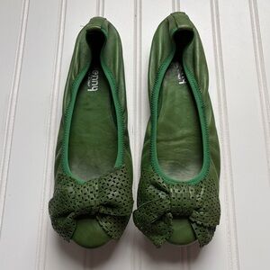 Penny Leather Ballet Flats Bow Green Made in Italy 41